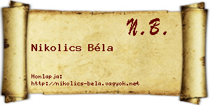 Nikolics Béla névjegykártya