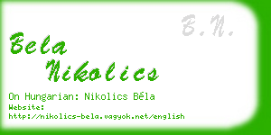 bela nikolics business card